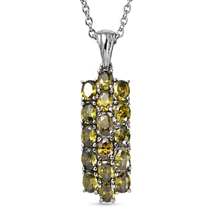 EverTrue Simulated Peridot Diamond Pendant Necklace in Stainless Steel 20 Inches 