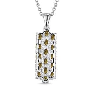 EverTrue Simulated Peridot Diamond Pendant Necklace in Stainless Steel 20 Inches 