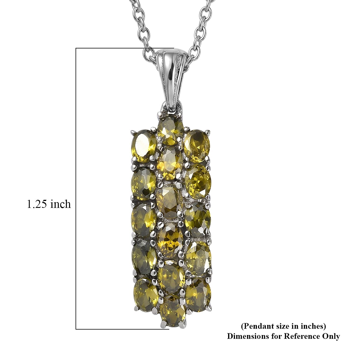 EverTrue Simulated Peridot Diamond Pendant Necklace in Stainless Steel 20 Inches
