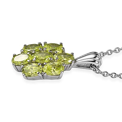 EverTrue Simulated Lime Diamond Pendant Necklace in Stainless Steel 20 Inches
