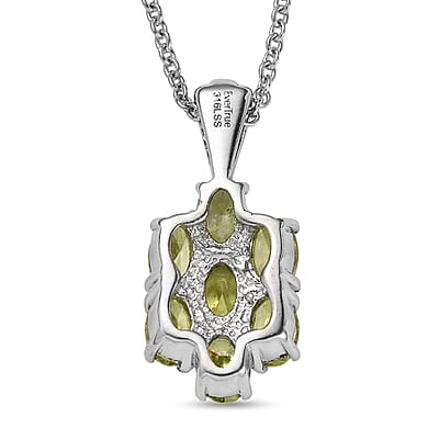EverTrue Simulated Lime Diamond Pendant Necklace in Stainless Steel 20 Inches