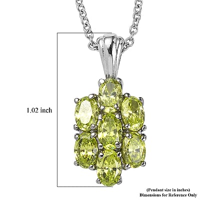 EverTrue Simulated Lime Diamond Pendant Necklace in Stainless Steel 20 Inches