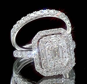 Diamond (I1) 2.00 ctw Set of 2 Ring in 14K White Gold (Size 7.0) 6.10 Grams