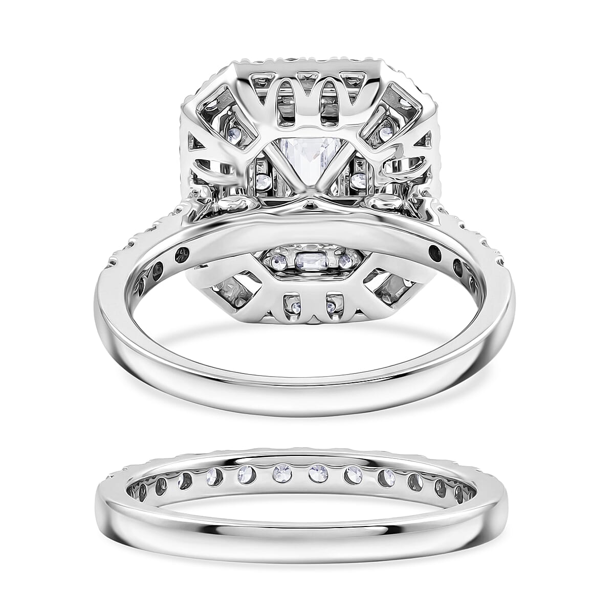 Diamond (I1) 2.00 ctw Set of 2 Ring in 14K White Gold (Size 7.0) 6.10 Grams image number 4