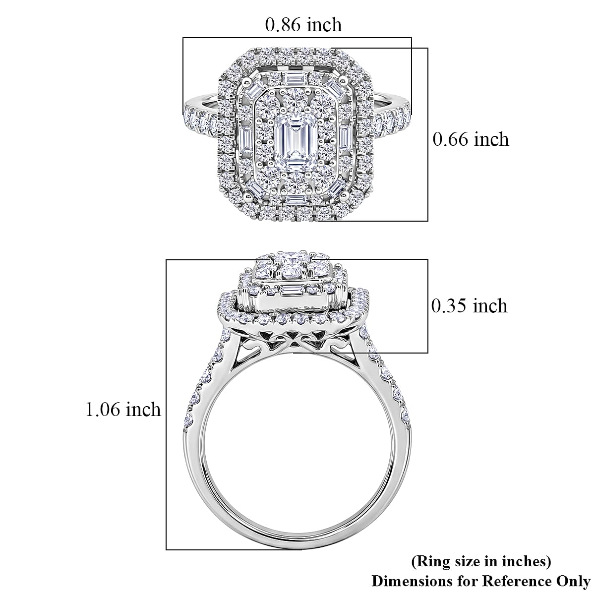 Diamond (I1) 2.00 ctw Set of 2 Ring in 14K White Gold (Size 7.0) 6.10 Grams