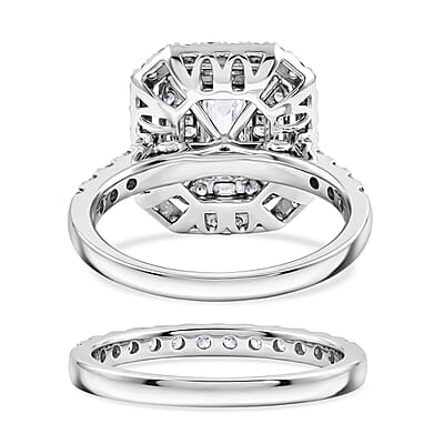Diamond (I1) 2.00 ctw Set of 2 Ring in 14K White Gold (Size 8.0) 6.10 Grams