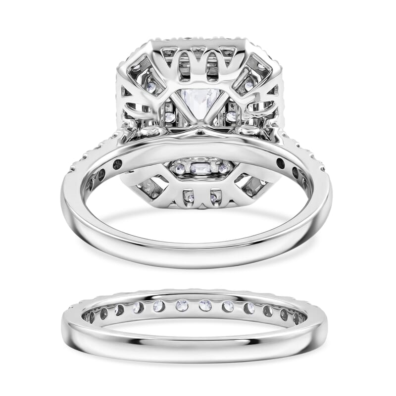 Diamond (I1) 2.00 ctw Set of 2 Ring in 14K White Gold (Size 8.0) 6.10 Grams