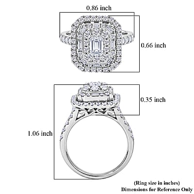 Diamond (I1) 2.00 ctw Set of 2 Ring in 14K White Gold (Size 8.0) 6.10 Grams