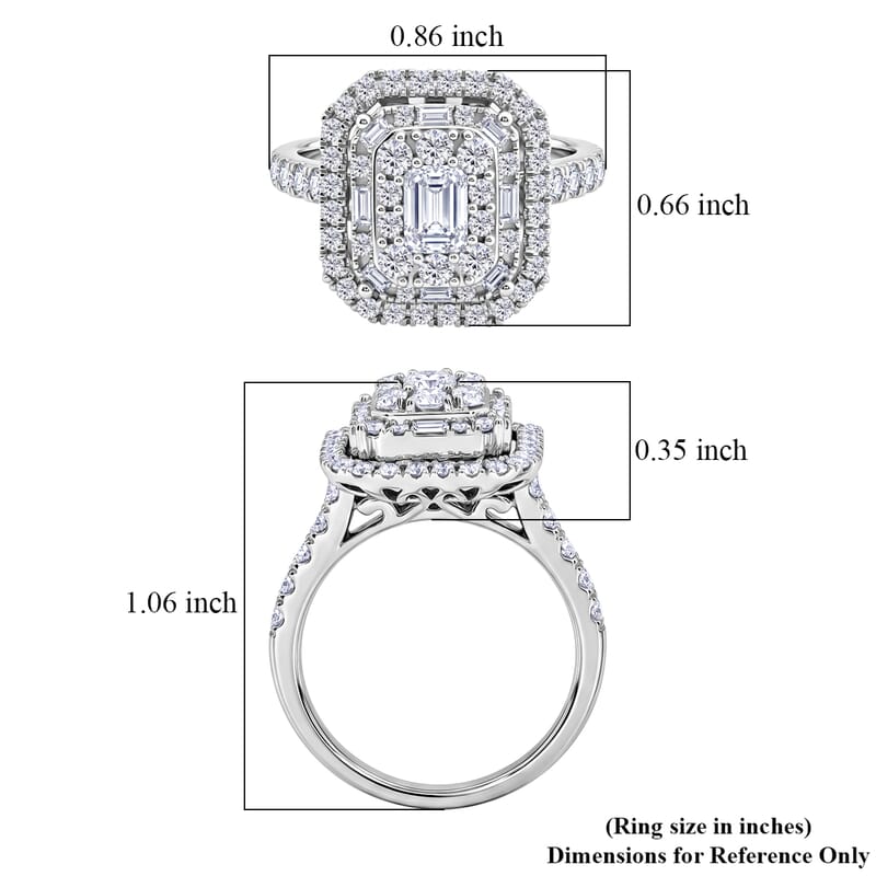Diamond (I1) 2.00 ctw Set of 2 Ring in 14K White Gold (Size 8.0) 6.10 Grams