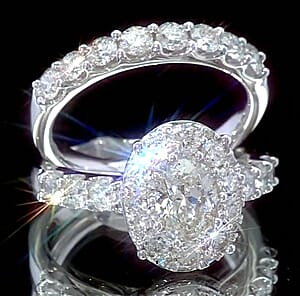 Diamond (SI-G) 3.00 ctw Set of 2 Ring in 14K White Gold (Size 9.0) 8.45 Grams