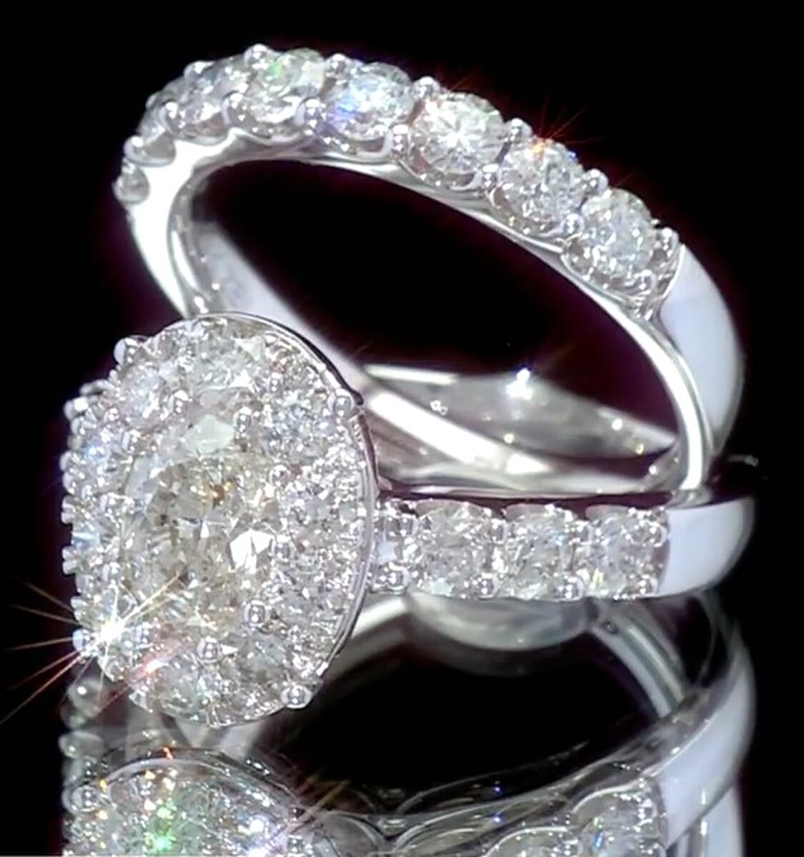 Diamond (SI-G) 3.00 ctw Set of 2 Ring in 14K White Gold (Size 9.0) 8.45 Grams image number 6