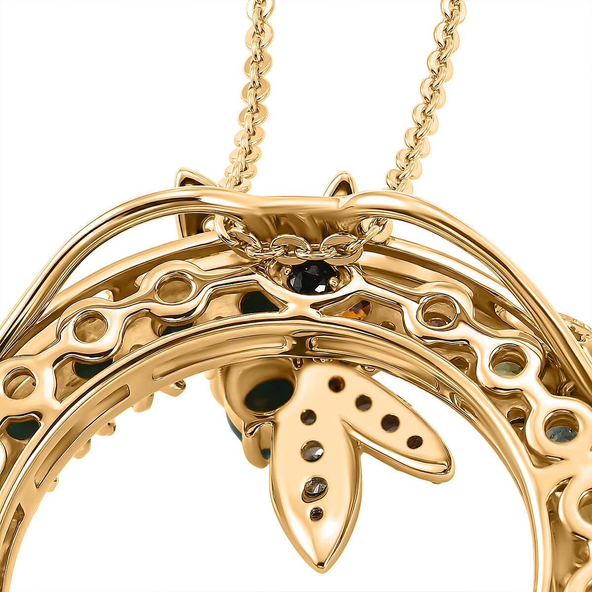 GP Trionfo Collection Multi-Tourmaline and White Zircon 2.60 ctw Dragonfly Pendant Necklace in 18K Vermeil Yellow Gold Over Sterling Silver 20 Inches image number 6