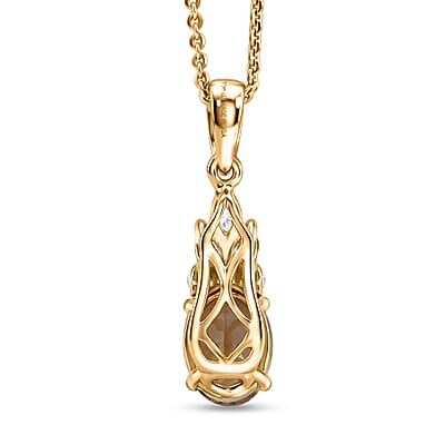 Certified & Appraised D'Joy Premium Turkizite and Moissanite 1.80 ctw Pendant Necklace in 18K Vermeil Yellow Gold Over Sterling Silver (20 Inches)