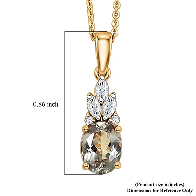 Certified & Appraised D'Joy Premium Turkizite and Moissanite 1.80 ctw Pendant Necklace in 18K Vermeil Yellow Gold Over Sterling Silver (20 Inches)