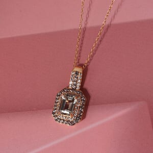 D'Joy Premium Turkizite, White and Champagne Zircon 2.15 ctw Pendant Necklace in 18K Vermeil Yellow Gold Over Sterling Silver (20 inches)