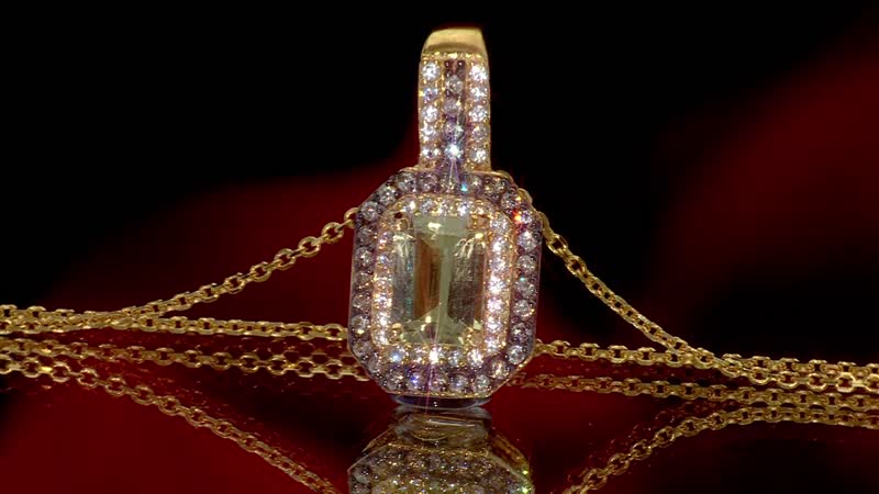 D'Joy Premium Turkizite, White and Champagne Zircon Golden Radiance Pendant Necklace (20 inches) in 18K Vermeil YG Over Sterling Silver 2.15 ctw