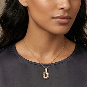 D'Joy Premium Turkizite, White and Champagne Zircon 2.15 ctw Pendant Necklace in 18K Vermeil Yellow Gold Over Sterling Silver (20 inches)