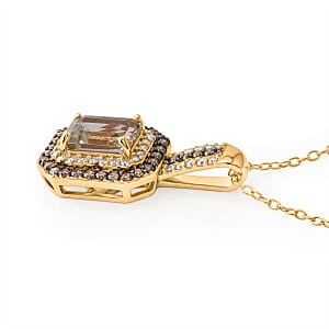 D'Joy Premium Turkizite, White and Champagne Zircon 2.15 ctw Pendant Necklace in 18K Vermeil Yellow Gold Over Sterling Silver (20 inches)