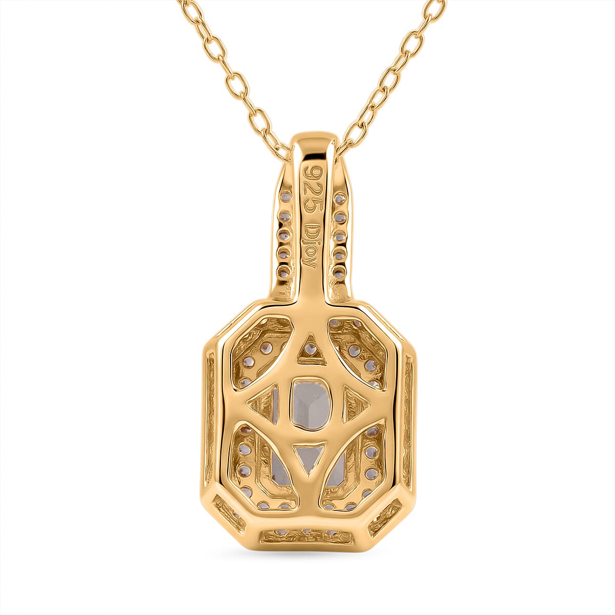 D'Joy Premium Turkizite, White and Champagne Zircon 2.15 ctw Golden Radiance Pendant Necklace in 18K Vermeil Yellow Gold Over Sterling Silver (20 inches)