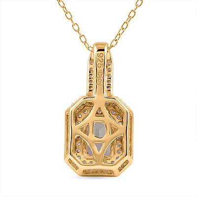 D'Joy Premium Turkizite, White and Champagne Zircon 2.15 ctw Golden Radiance Pendant Necklace in 18K Vermeil Yellow Gold Over Sterling Silver (20 inches)