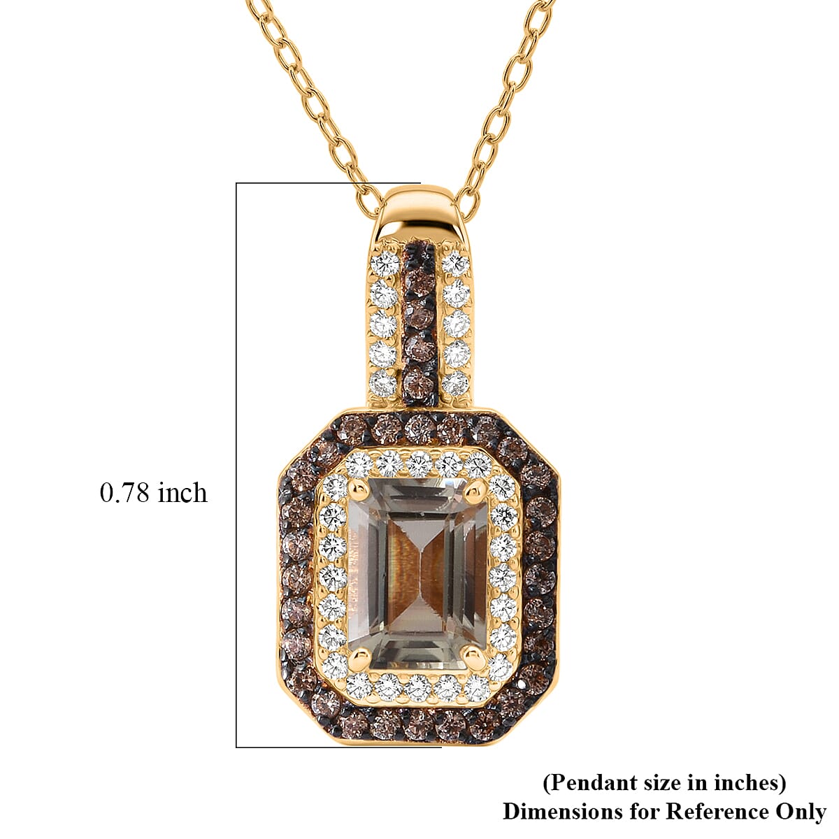 D'Joy Premium Turkizite, White and Champagne Zircon 2.15 ctw Golden Radiance Pendant Necklace in 18K Vermeil Yellow Gold Over Sterling Silver (20 inches)