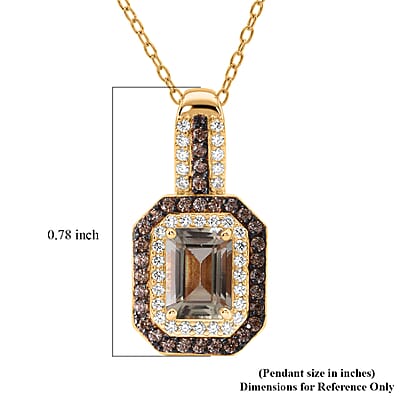 D'Joy Premium Turkizite, White and Champagne Zircon 2.15 ctw Golden Radiance Pendant Necklace in 18K Vermeil Yellow Gold Over Sterling Silver (20 inches)