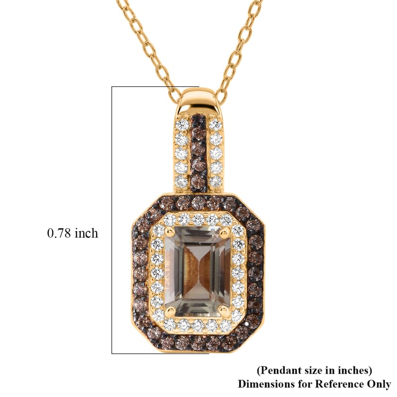 D'Joy Premium Turkizite, White and Champagne Zircon 2.15 ctw Golden Radiance Pendant Necklace in 18K Vermeil Yellow Gold Over Sterling Silver (20 inches)