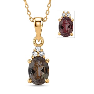 Premium Turkizite and Luxuriant Lab Grown Diamond G-H SI 1.25 ctw Pendant Necklace (20 inches) in 18K Vermeil Yellow Gold Over Sterling Silver