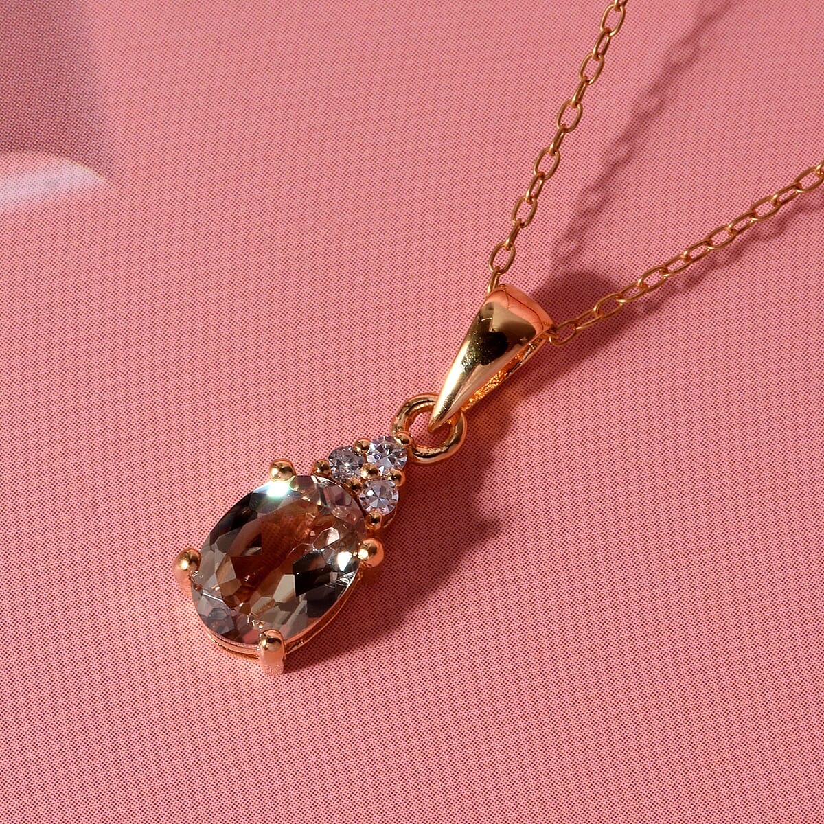 Premium Turkizite and Luxuriant Lab Grown Diamond G-H SI 1.25 ctw Pendant Necklace (20 inches) in 18K Vermeil Yellow Gold Over Sterling Silver image number 1