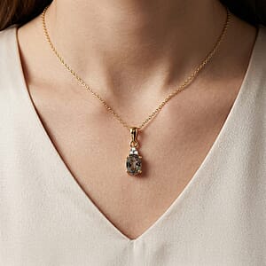 Premium Turkizite and Luxuriant Lab Grown Diamond G-H SI 1.25 ctw Pendant Necklace (20 inches) in 18K Vermeil Yellow Gold Over Sterling Silver