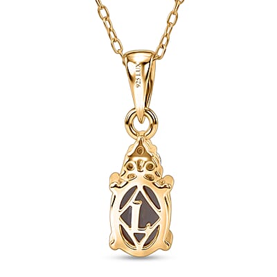 Premium Turkizite and Luxuriant Lab Grown Diamond G-H SI 1.25 ctw Dusk Bloom Pendant Necklace (20 inches) in 18K Vermeil Yellow Gold Over Sterling Silver