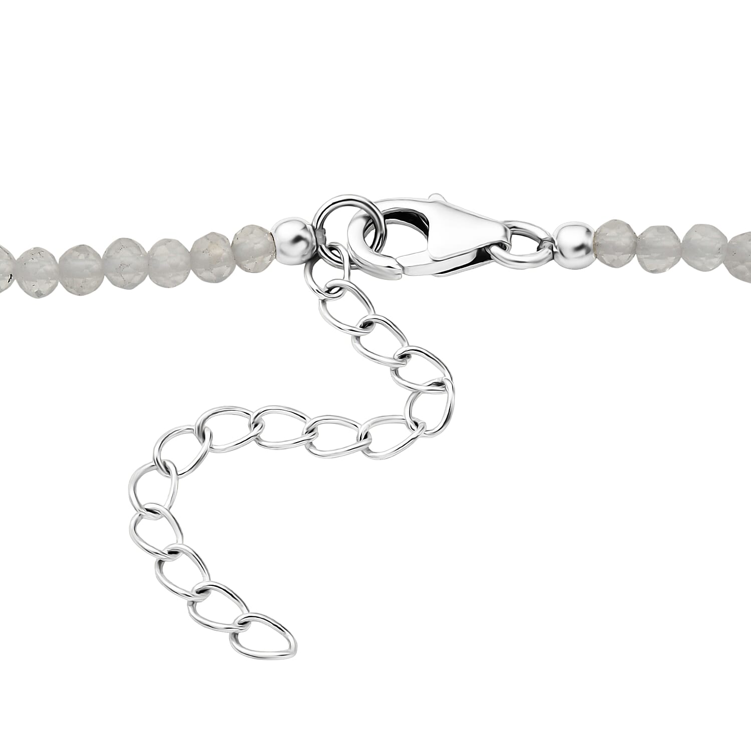 D'Joy Indian Artisan Crafted Premium Rainbow Moonstone, Multi Gemstone Pendant with Beaded Necklace (20 Inches) in Sterling Silver 56.10 ctw