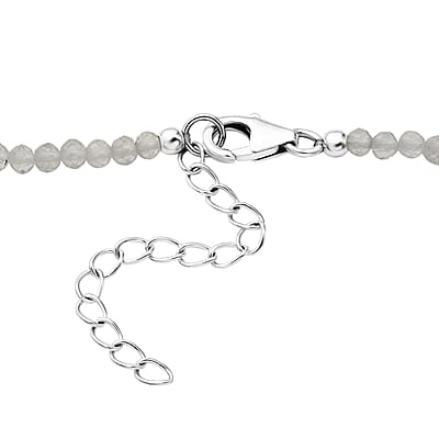 D'Joy Indian Artisan Crafted Premium Rainbow Moonstone, Multi Gemstone Pendant with Beaded Necklace (20 Inches) in Sterling Silver 56.10 ctw