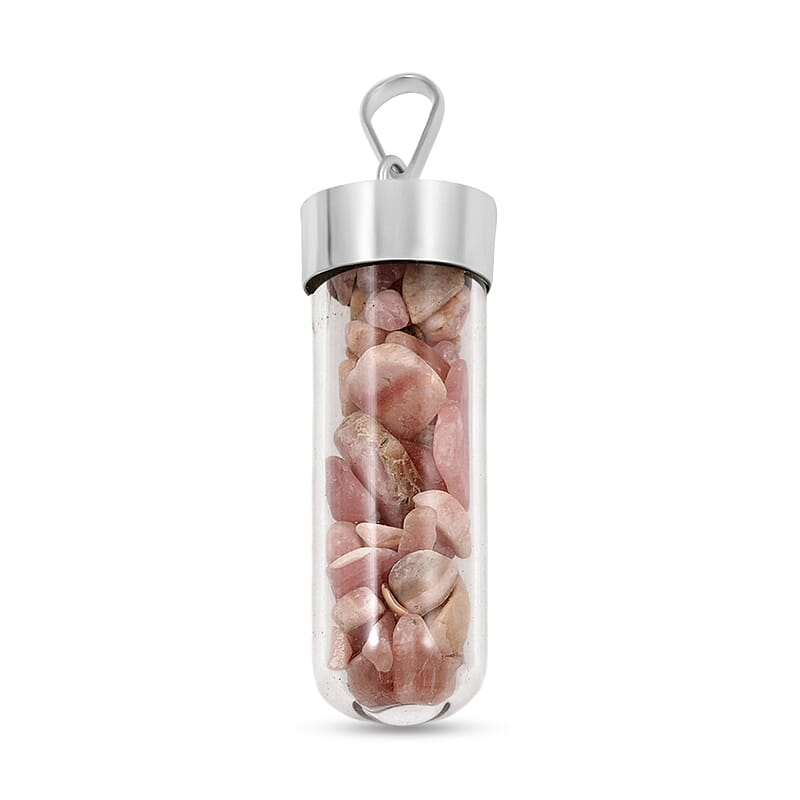 Marropino Morganite 6.00 ctw Glass Vial Pendant in Silvertone with Stainless Steel Necklace 20 Inches
