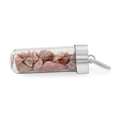 Marropino Morganite 6.00 ctw Glass Vial Pendant in Silvertone with Stainless Steel Necklace 20 Inches