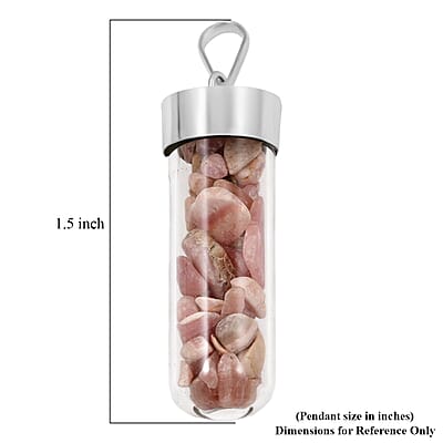 Marropino Morganite 6.00 ctw Glass Vial Pendant in Silvertone with Stainless Steel Necklace 20 Inches