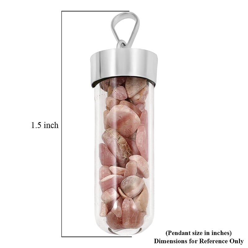 Marropino Morganite 6.00 ctw Glass Vial Pendant in Silvertone with Stainless Steel Necklace 20 Inches