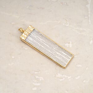 Selenite 40.00 ctw Pendant in Goldtone with Stainless Steel Necklace 20 Inches