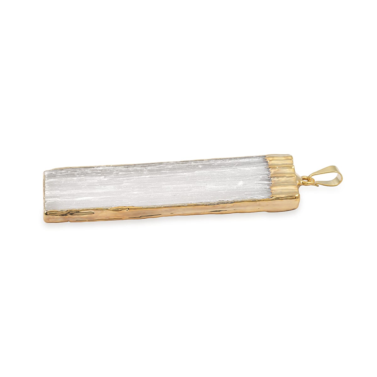 Selenite 40.00 ctw Pendant in Goldtone with Stainless Steel Necklace 20 Inches image number 3