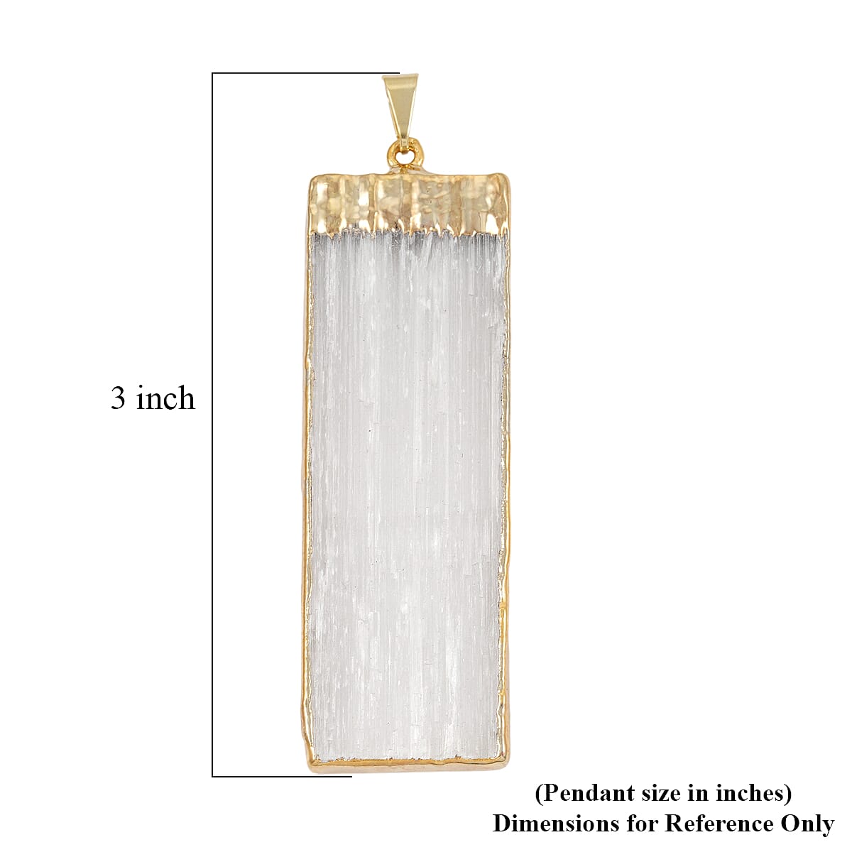 Selenite 40.00 ctw Pendant in Goldtone with Stainless Steel Necklace 20 Inches