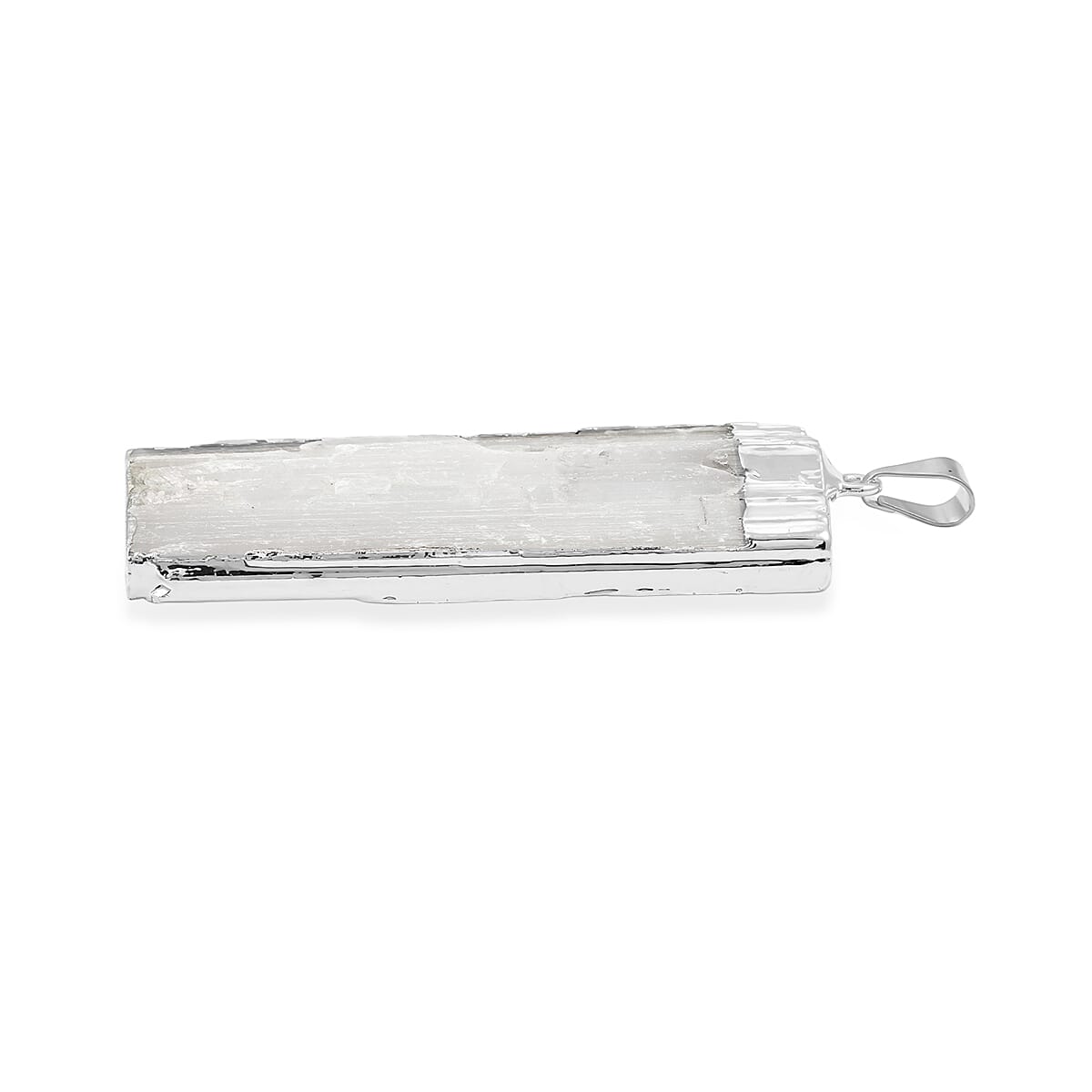 Selenite 40.00 ctw Pendant in Silvertone with Stainless Steel Necklace 20 Inches image number 3