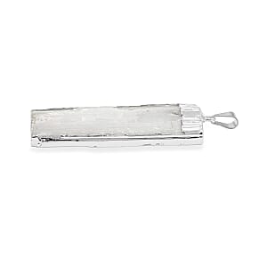 Selenite 40.00 ctw Pendant in Silvertone with Stainless Steel Necklace 20 Inches