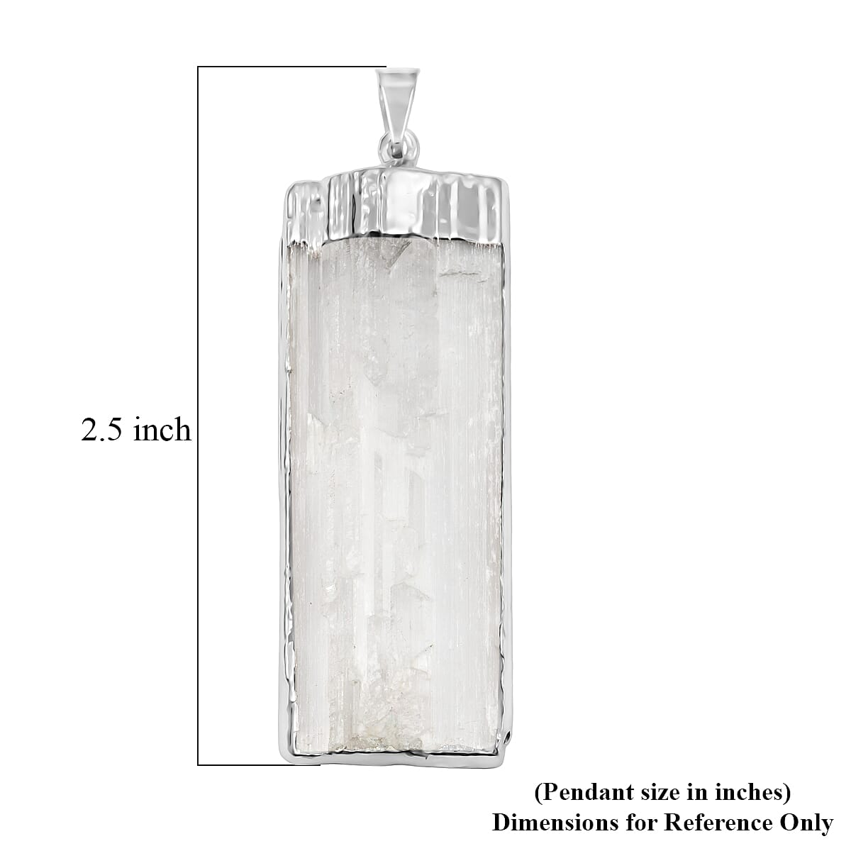 Selenite 40.00 ctw Pendant in Silvertone with Stainless Steel Necklace 20 Inches image number 4
