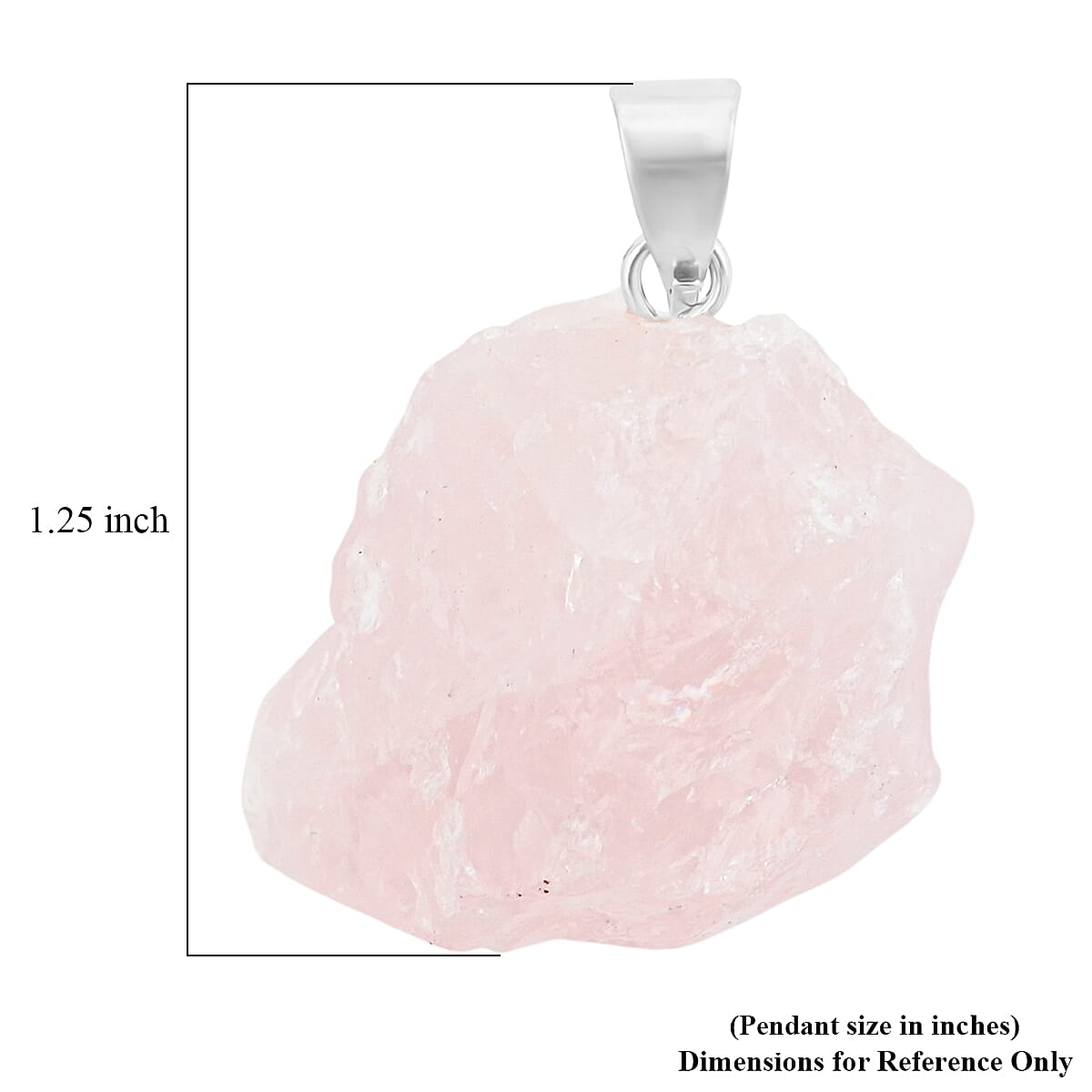 Rough Stone Plain Pink Quartz 52.00 ctw Pendant in Silvertone with Stainless Steel Necklace 20 Inches