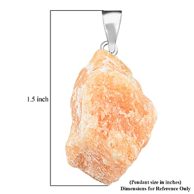 Rough Stone Plain Brazilian Citrine 52.00 ctw Pendant in Silvertone with Stainless Steel Necklace 20 Inches