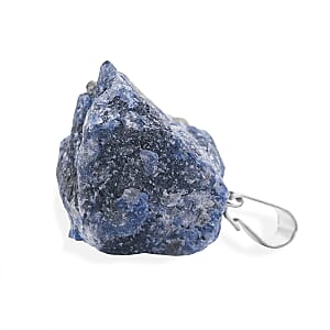 Rough Stone Plain Lapis Lazuli 52.00 ctw Pendant in Silvertone with Stainless Steel Necklace 20 Inches