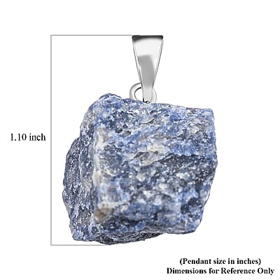 Rough Stone Plain Lapis Lazuli 52.00 ctw Pendant in Silvertone with Stainless Steel Necklace 20 Inches