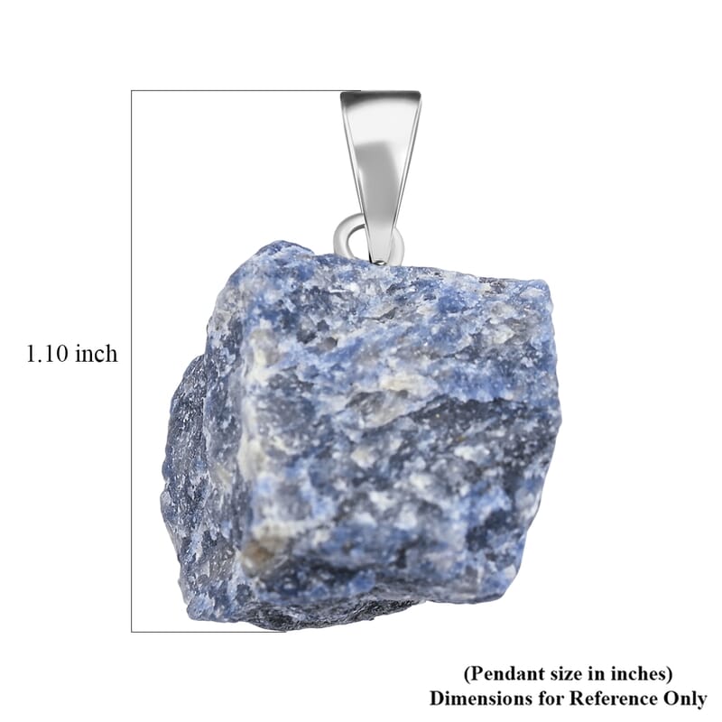 Rough Stone Plain Lapis Lazuli 52.00 ctw Pendant in Silvertone with Stainless Steel Necklace 20 Inches