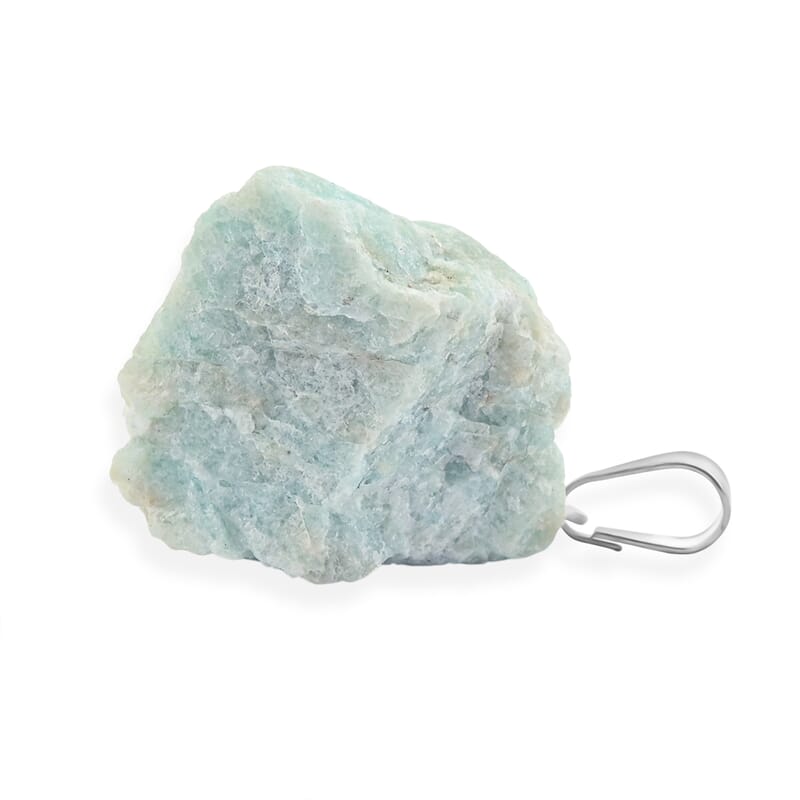 Rough Stone Plain Aquamarine 52.00 ctw Pendant in Silvertone with Stainless Steel Necklace 20 Inches