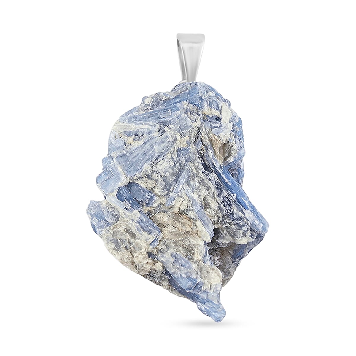 Rough Stone Plain Sodalite 52.00 ctw Pendant in Silvertone with Stainless Steel Necklace 20 Inches